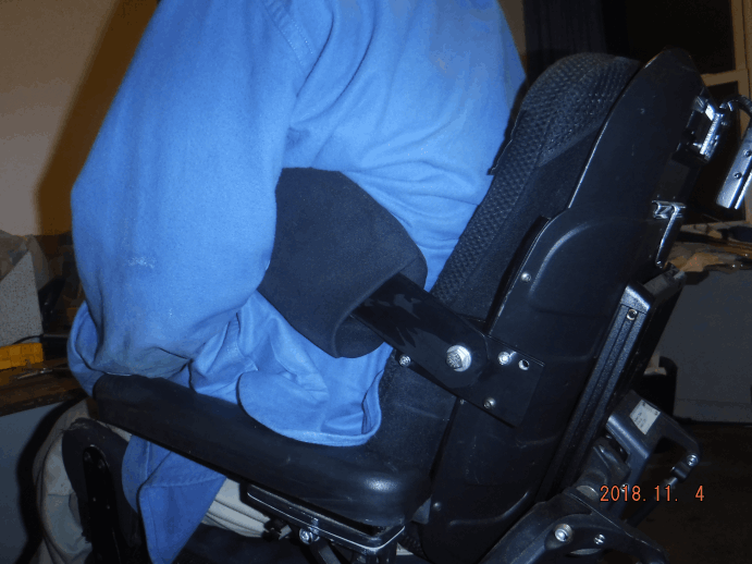 image of final wheelchair lateral support in the down/forward position