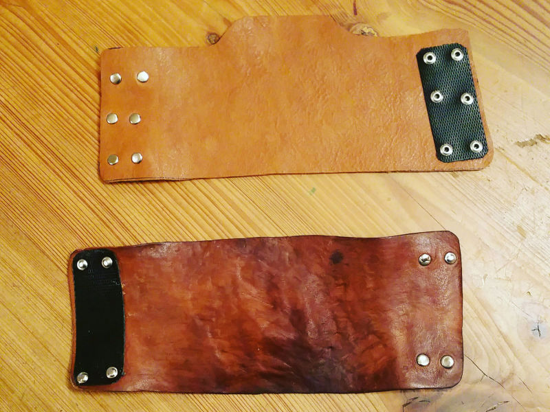image of two leather bite guards